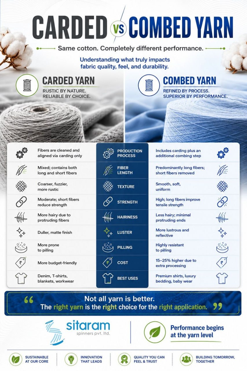 Carded and combed yarn guide